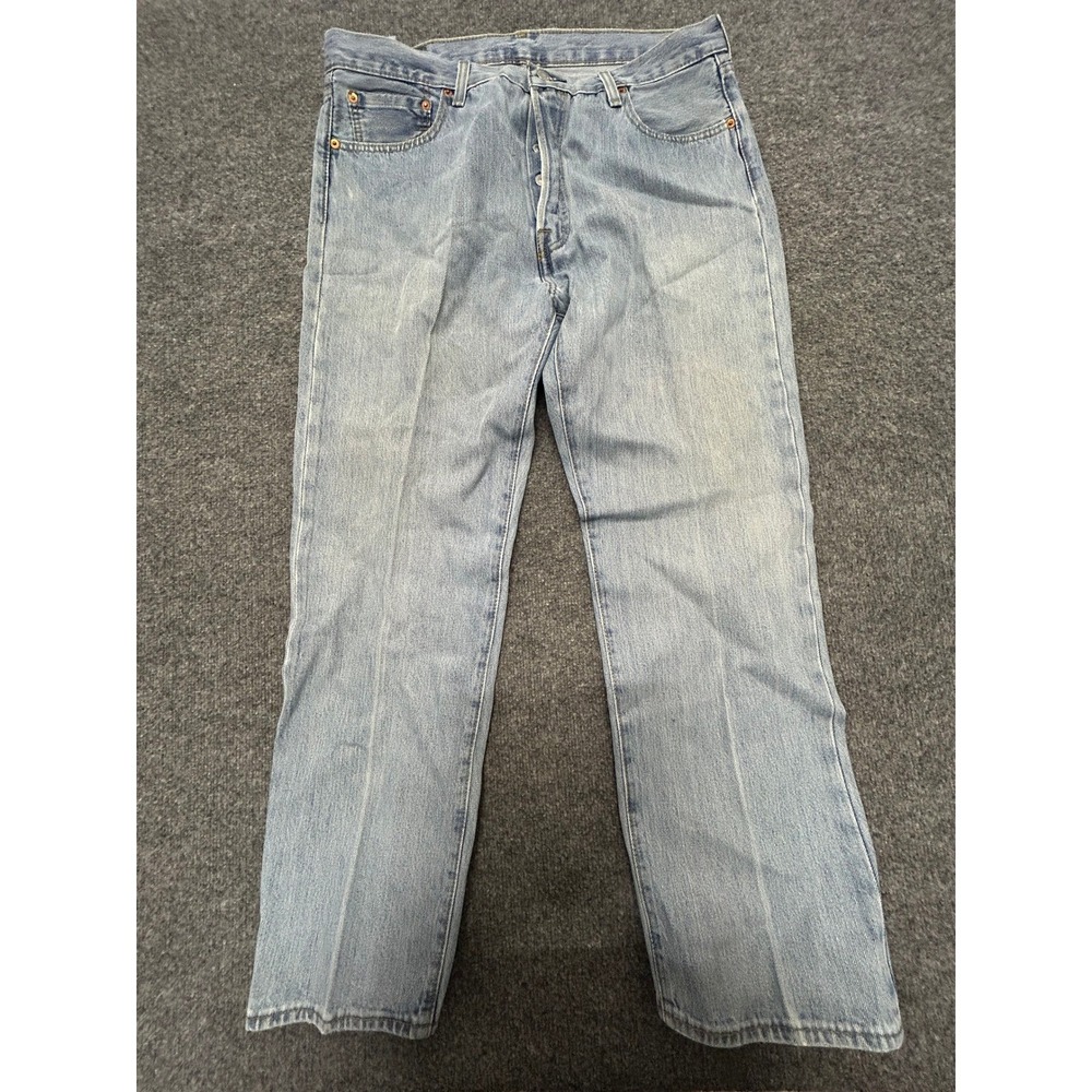 Levi's Jeans Mens Size 36x30 Light Wash Blue 501 Original Fit Straight Leg Denim